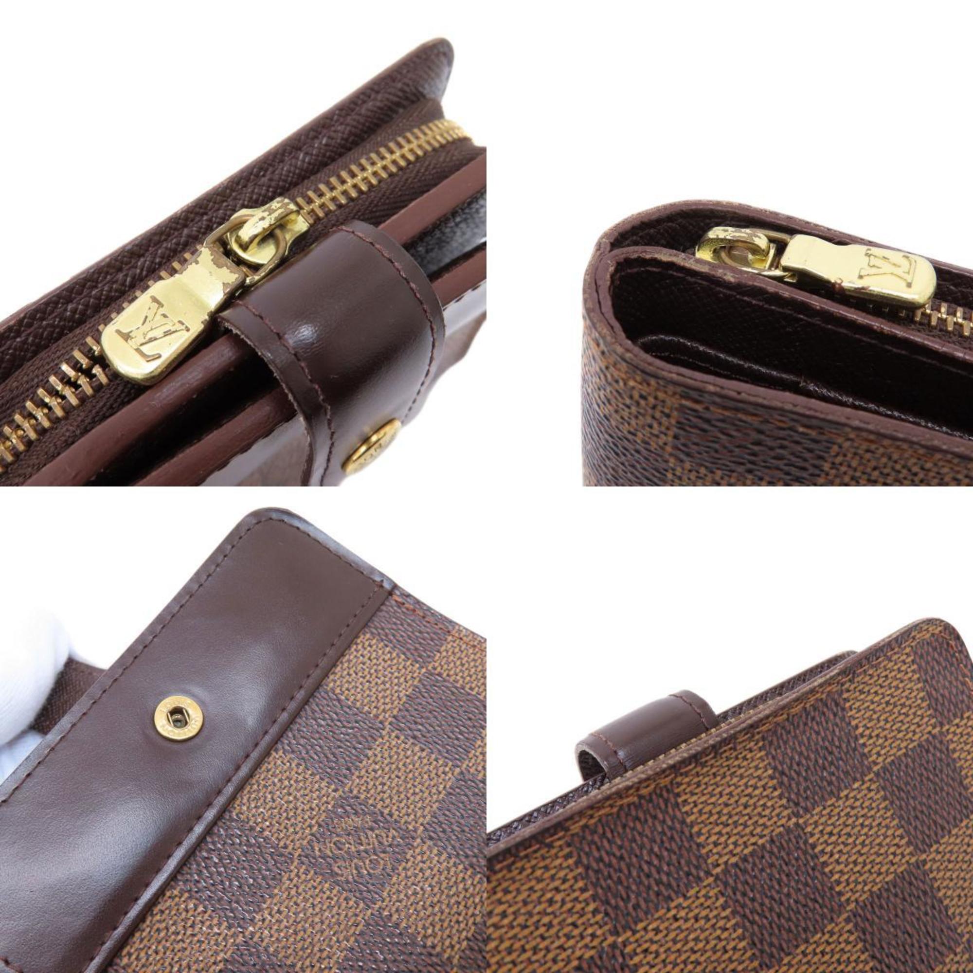 Louis Vuitton M61668 Compact Zip Damier Ebene Bi-fold Wallet Canvas Women's LOUIS VUITTON