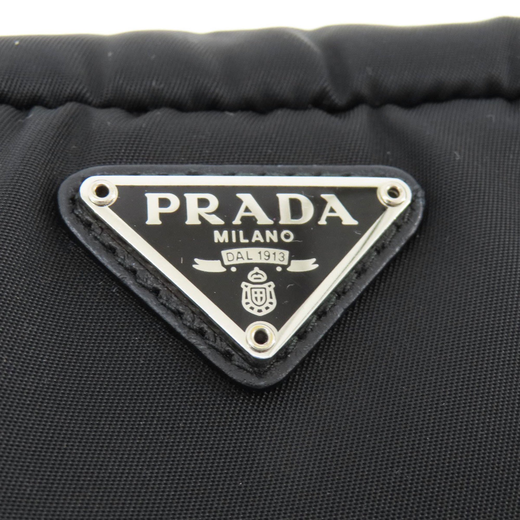 Prada shoulder bag with metal fittings, nylon material, for women, PRADA