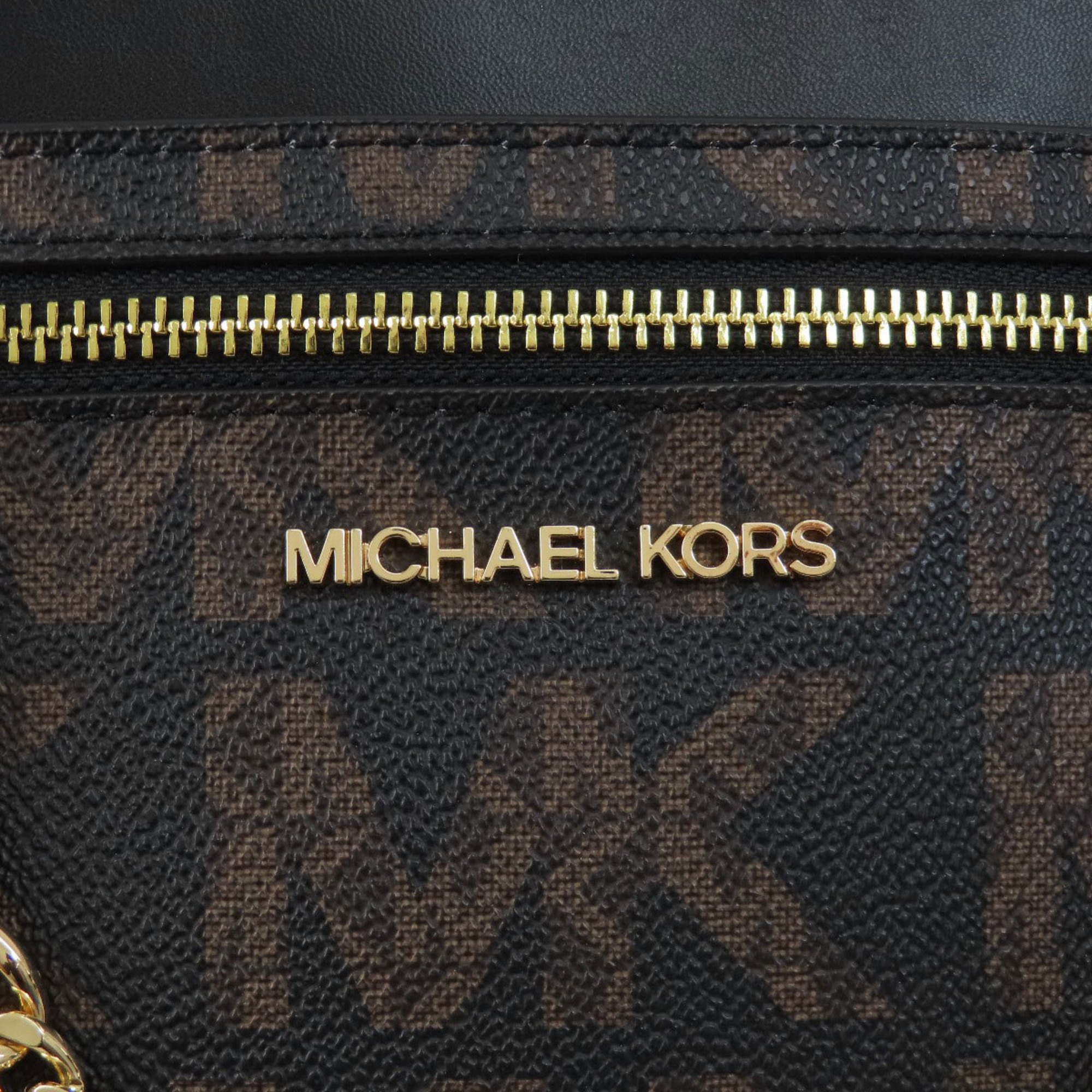 Michael Kors MK Signature Shoulder Bag Leather/Coated Canvas Women's