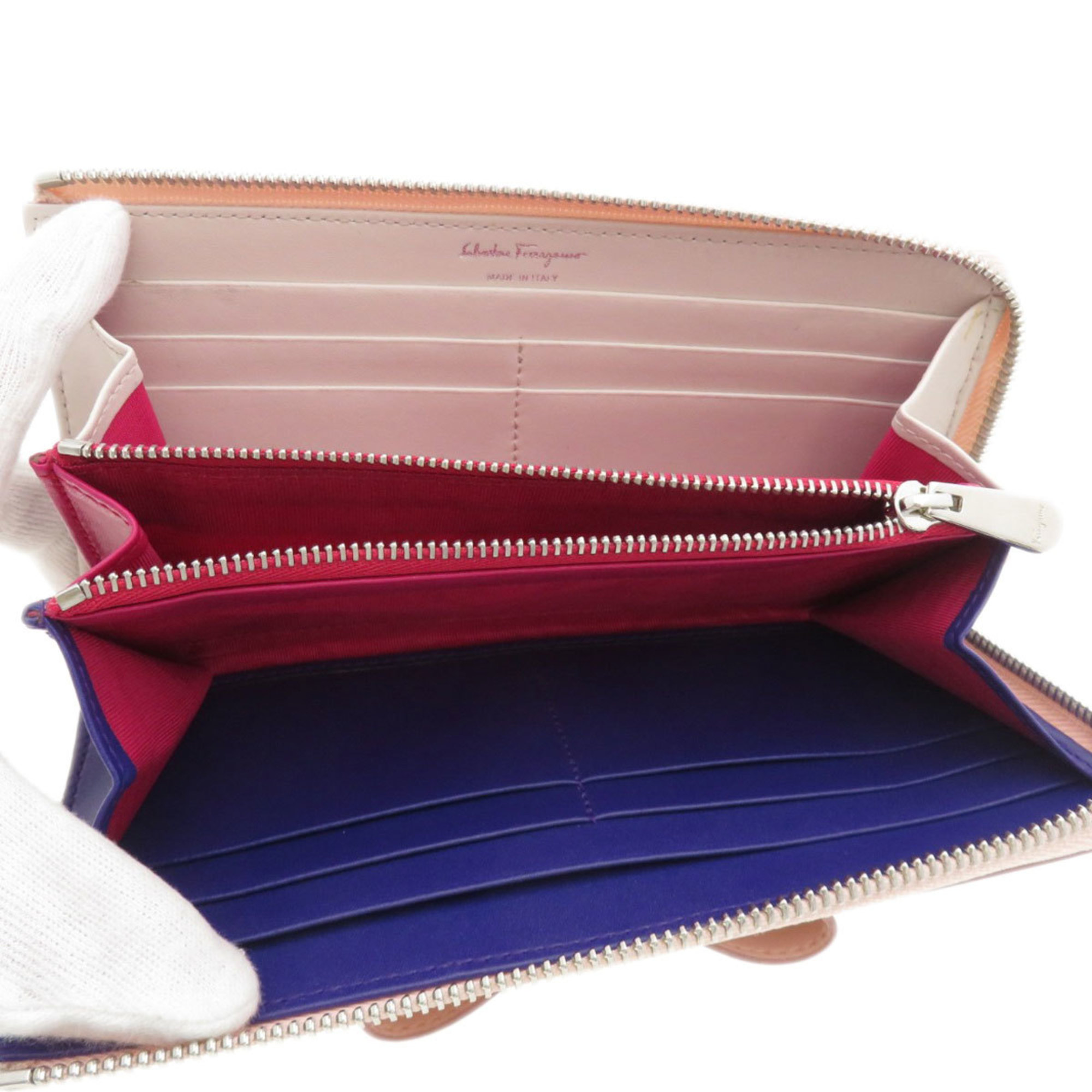 Salvatore Ferragamo Vara Ribbon Long Wallet Calfskin Women's