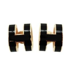 Hermes earrings Pop Ash GP plating black rose gold ladies
