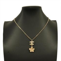 Chanel Necklace Coco Mark Flower Motif GP Plated Champagne Gold A18V Women's