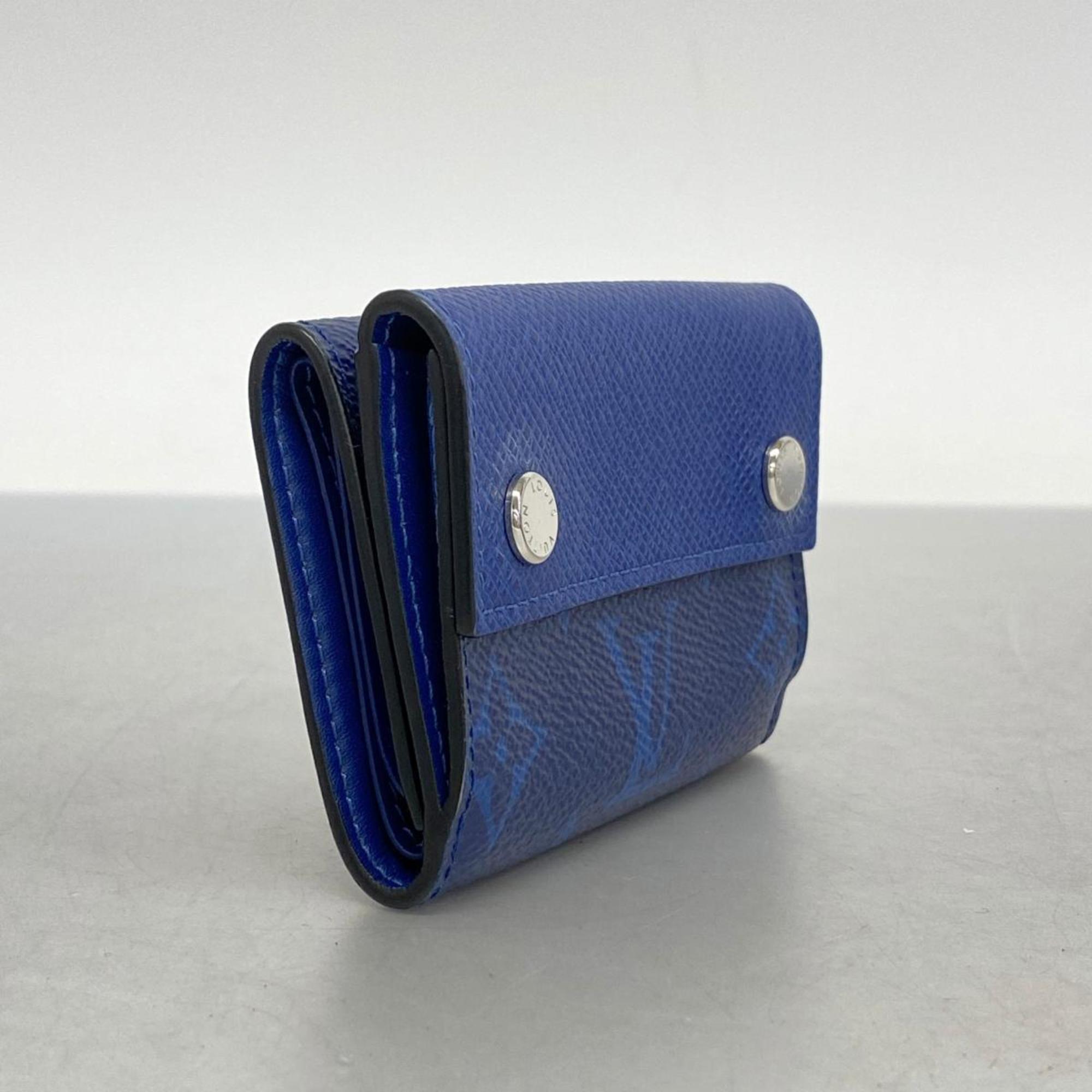 Louis Vuitton Tri-fold Wallet Taigarama Discovery Compact M67620 Cobalt Men's