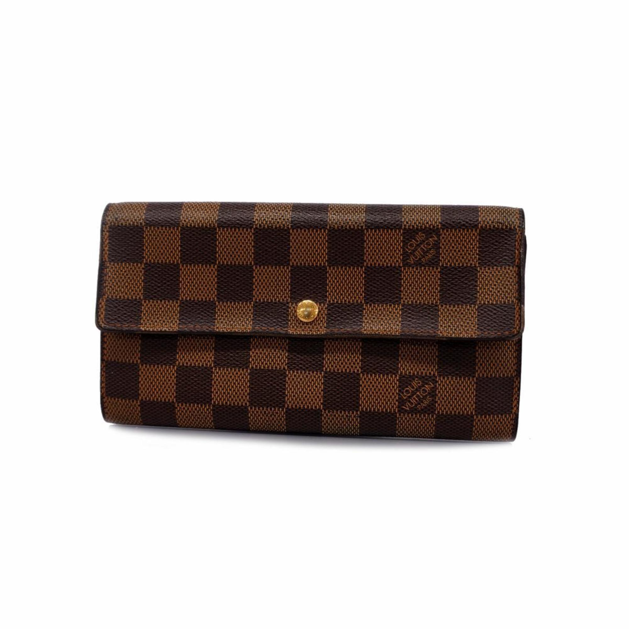 Louis Vuitton Long Wallet Damier Porte Monnaie Carte Credit M61725 Ebene Men's Women's