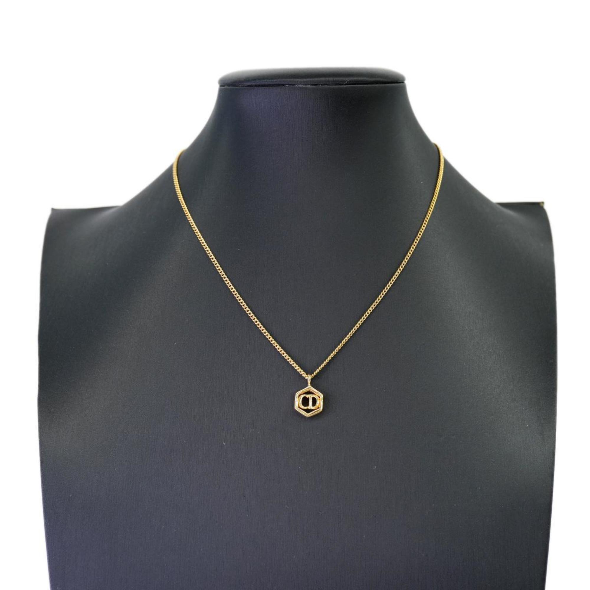 Christian Dior Necklace CD GP Plated Gold Women's