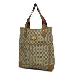 Gucci Tote Bag Sherry Line Plus Leather Brown Women's
