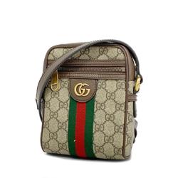 Gucci Shoulder Bag Ophidia 598127 Leather Brown Beige Women's