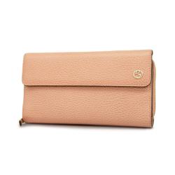 Gucci Long Wallet Interlocking G 449397 Leather Pink Champagne Women's
