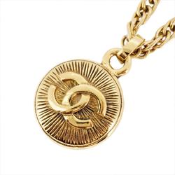 Chanel Necklace Coco Mark Circle GP Plated Gold Women's