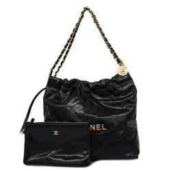 Chanel Shoulder Bag 22 Chain Lambskin Black Women's