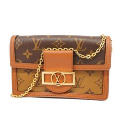 Louis Vuitton Shoulder Wallet Monogram Reverse Portefeuille Dauphine M68746 Brown Ladies