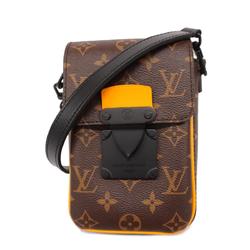 Louis Vuitton Shoulder Bag Monogram Macassar S-Lock Vertical Wearable Wallet M82535 Brown Black Men's