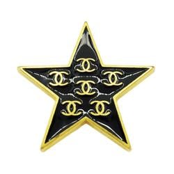 Chanel Brooch Coco Mark Star GP Plated Gold Black 01P Women's