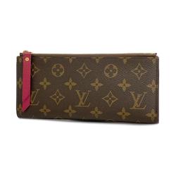 Louis Vuitton Long Wallet Monogram Portefeuille Adele M61269 Brown Fuchsia Ladies