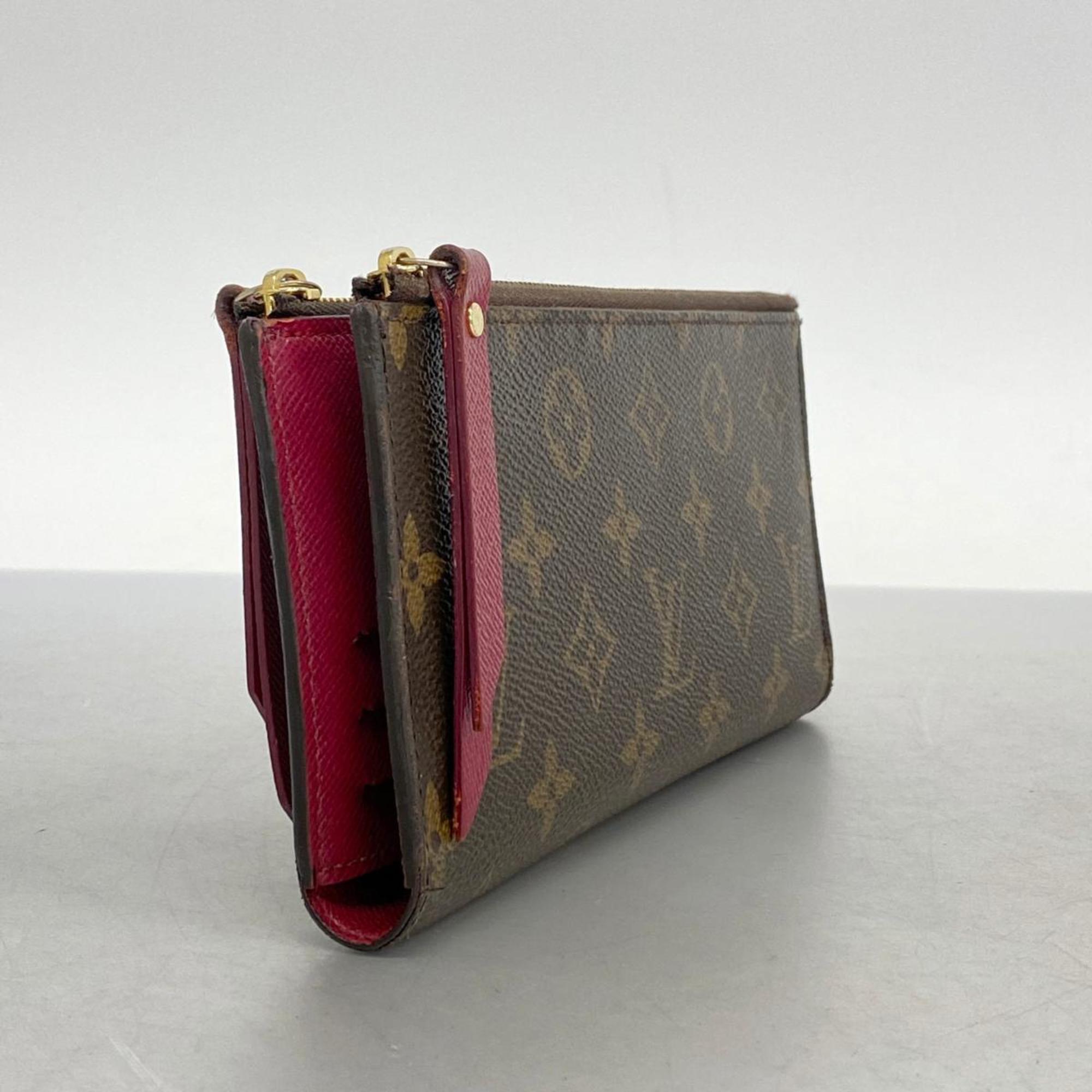 Louis Vuitton Long Wallet Monogram Portefeuille Adele M61269 Brown Fuchsia Ladies