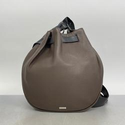 Salvatore Ferragamo Shoulder Bag Leather Brown Black Women's