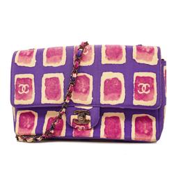 Chanel Shoulder Bag Chain Nylon Canvas Pink Purple Women's