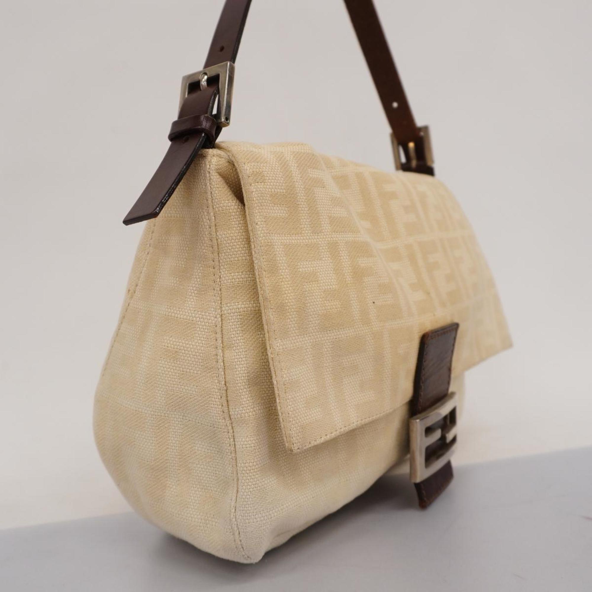 Fendi Handbag Zucca Mamma Bucket Canvas Ivory Women's