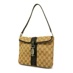 Gucci Handbag GG Canvas Jackie 001 3734 Leather Brown Black Women's