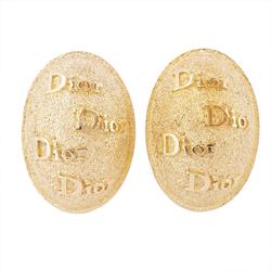 Christian Dior Earrings Oval GP Plated Gold Women's