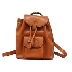 Gucci Backpack Bamboo 003 1705 0030 Leather Brown Women's