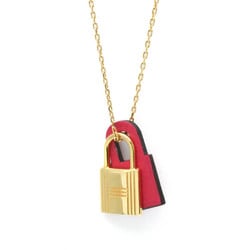 Hermes O'kelly PM Gold Plating,Swift Leather No Stone Women's Fashion Pendant Necklace (Gold,Pink)