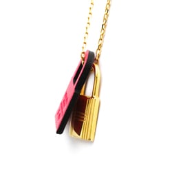 Hermes O'kelly PM Gold Plating,Swift Leather No Stone Women's Fashion Pendant Necklace (Gold,Pink)