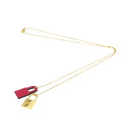 Hermes O'kelly PM Gold Plating,Swift Leather No Stone Women's Fashion Pendant Necklace (Gold,Pink)