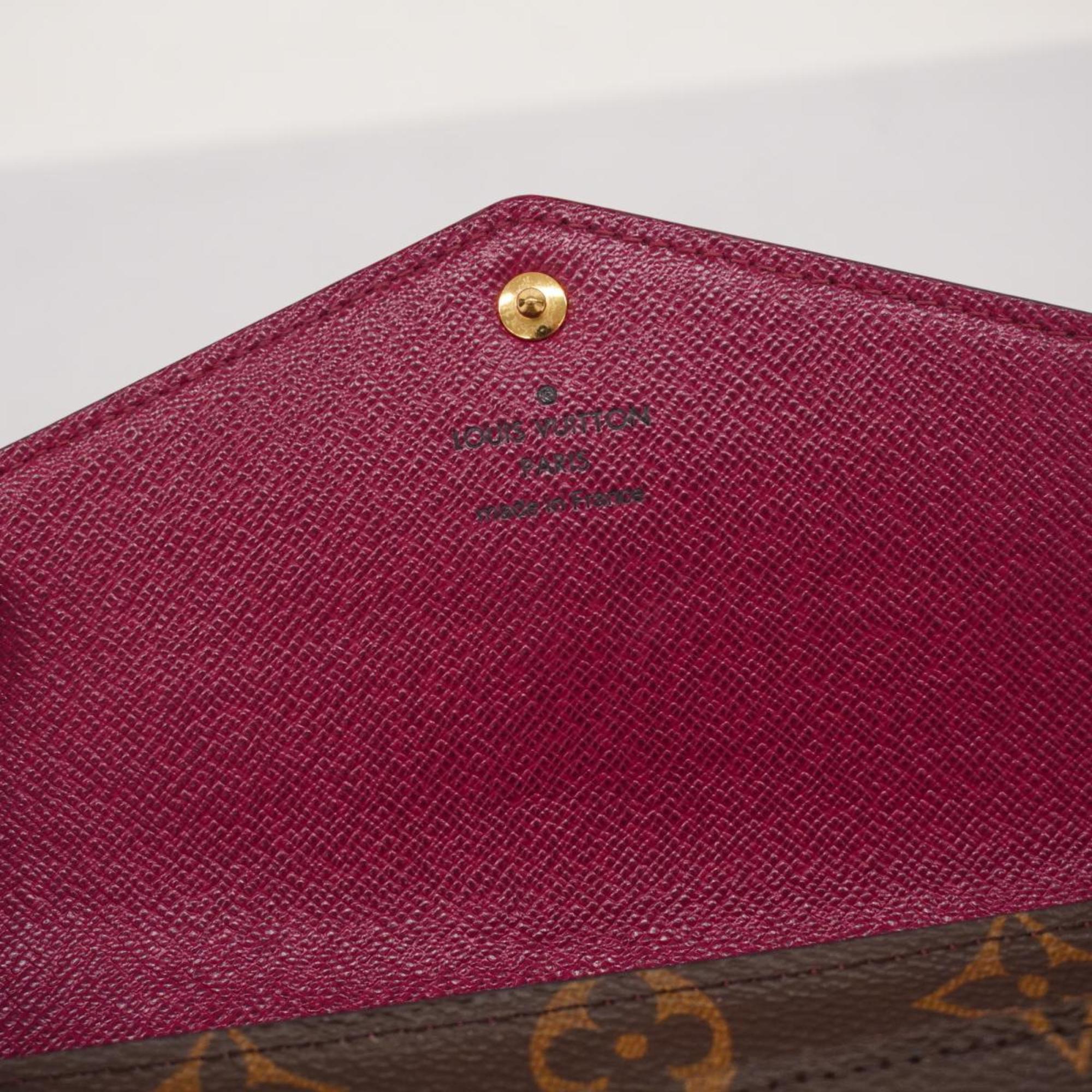 Louis Vuitton Long Wallet Monogram Portefeuille Sarah M62234 Brown Fuchsia Ladies