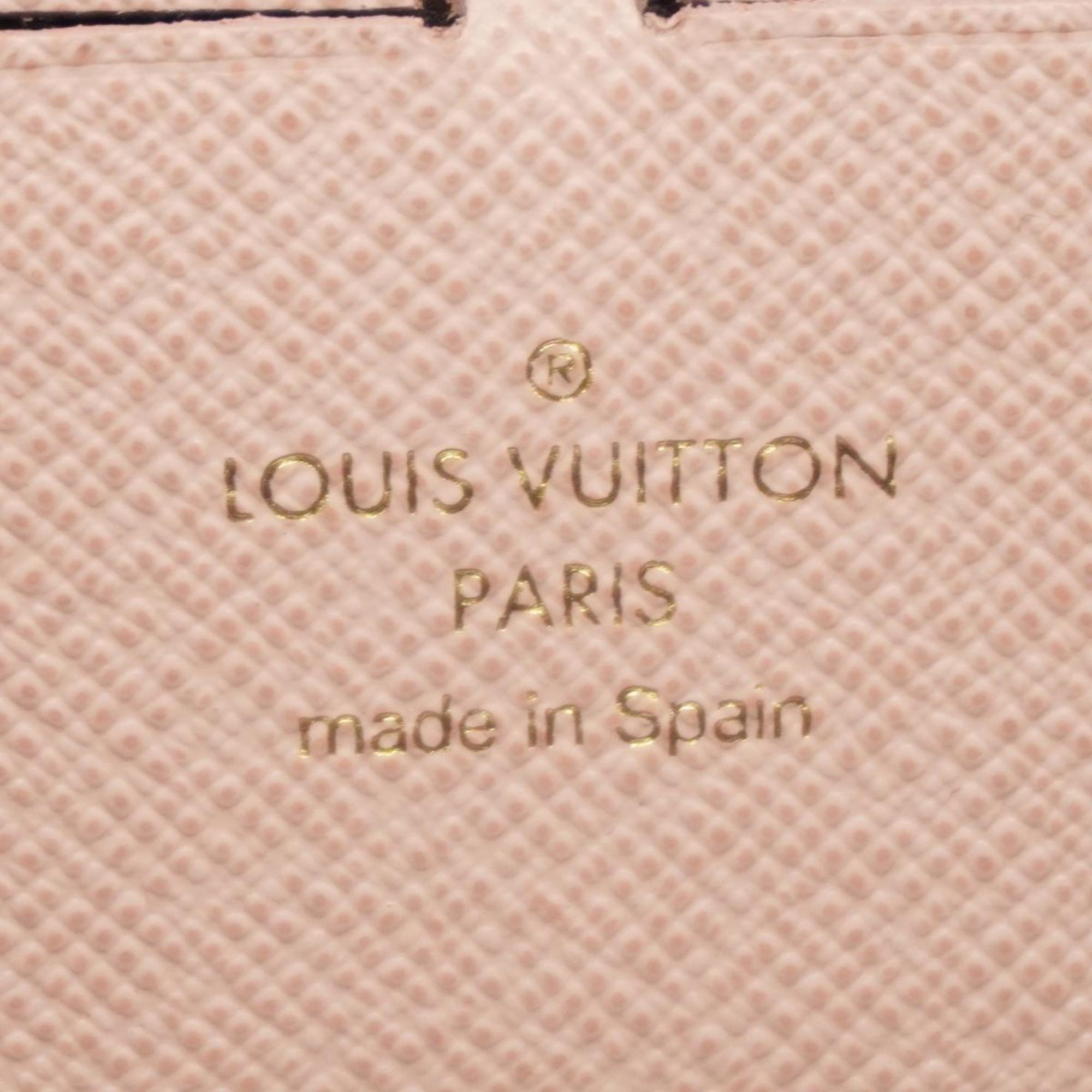Louis Vuitton Long Wallet Damier Portefeuille Clemence N41626 Ebene Rose Ballerine Ladies