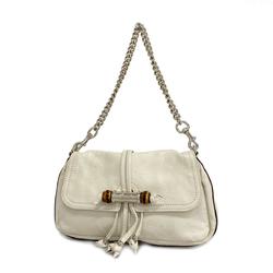 Gucci Shoulder Bag Bamboo 235320 Leather White Women's