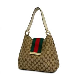 Gucci Shoulder Bag GG Canvas Sherry Line 211934 Brown Champagne Women's