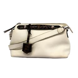 Fendi Handbag Zucca By The Way Leather Brown White Women's
