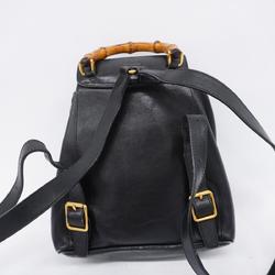 Gucci Backpack Bamboo 003 2034 0030 Leather Black Women's
