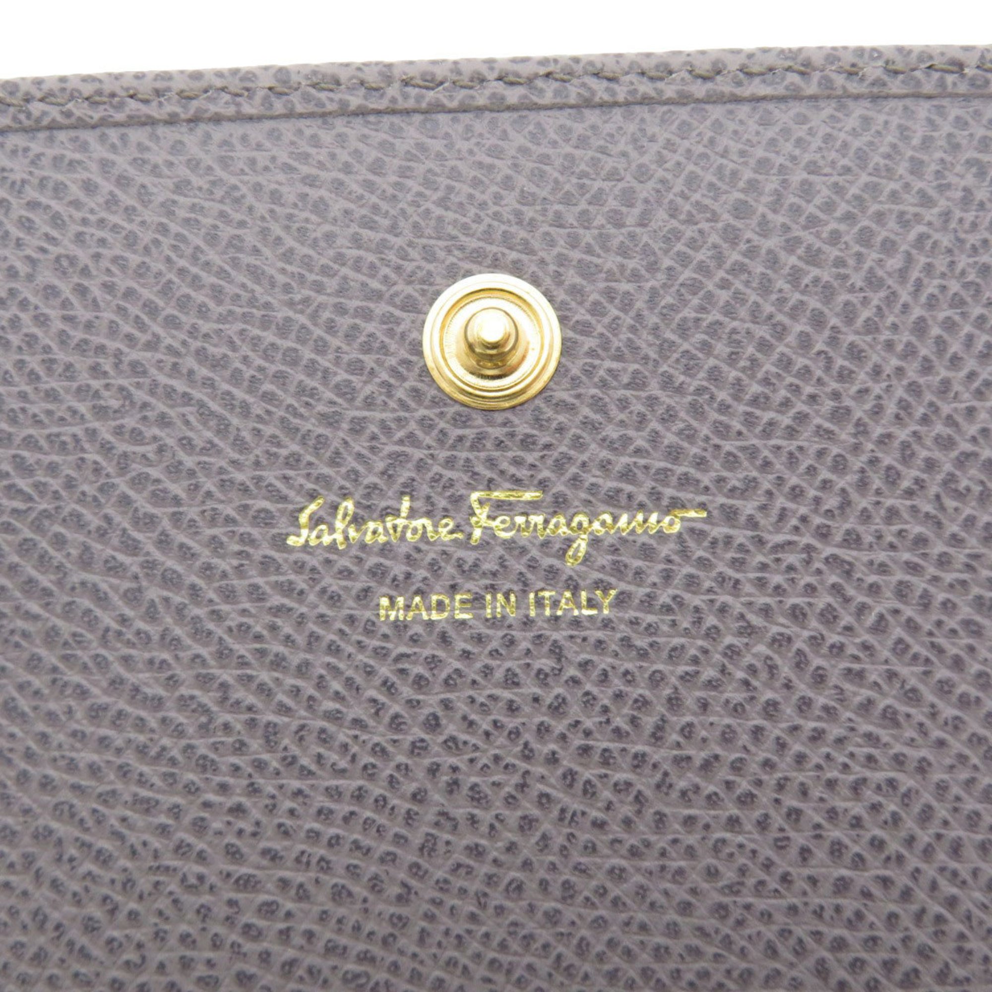 Salvatore Ferragamo Gancini Business Card Holder Case Calf Leather Women's