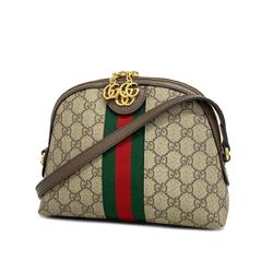 Gucci Shoulder Bag Ophidia 499621 Leather Brown Beige Women's