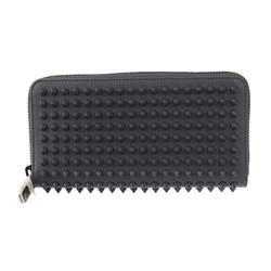 Christian Louboutin PANETTONE Long Wallet 1165044 Calf Leather SMY Smoky Gray Round Spike Studs