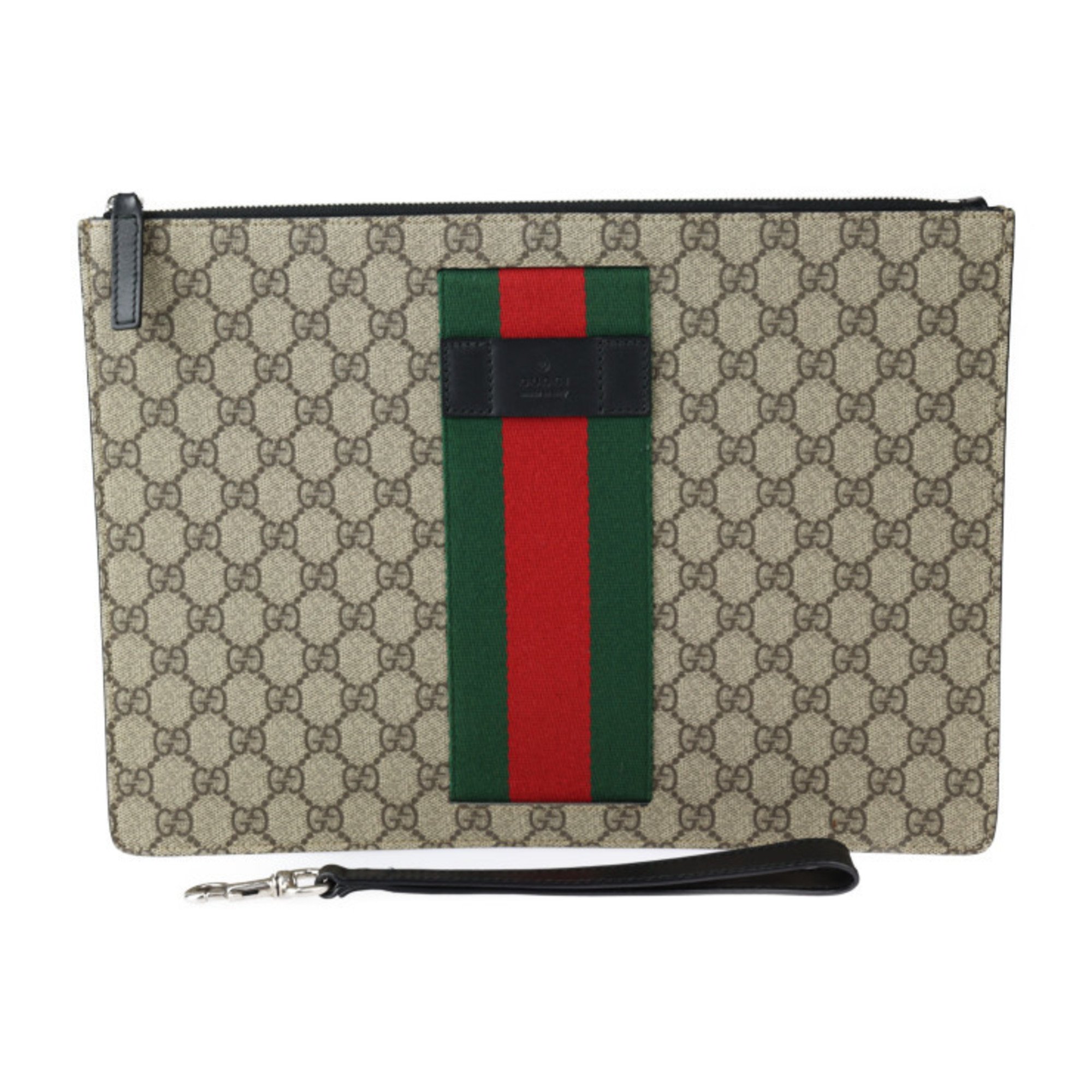 GUCCI Gucci Clutch Bag Sherry Line Second 433665 GG Supreme Canvas Leather Beige Green Red Wristlet Pouch