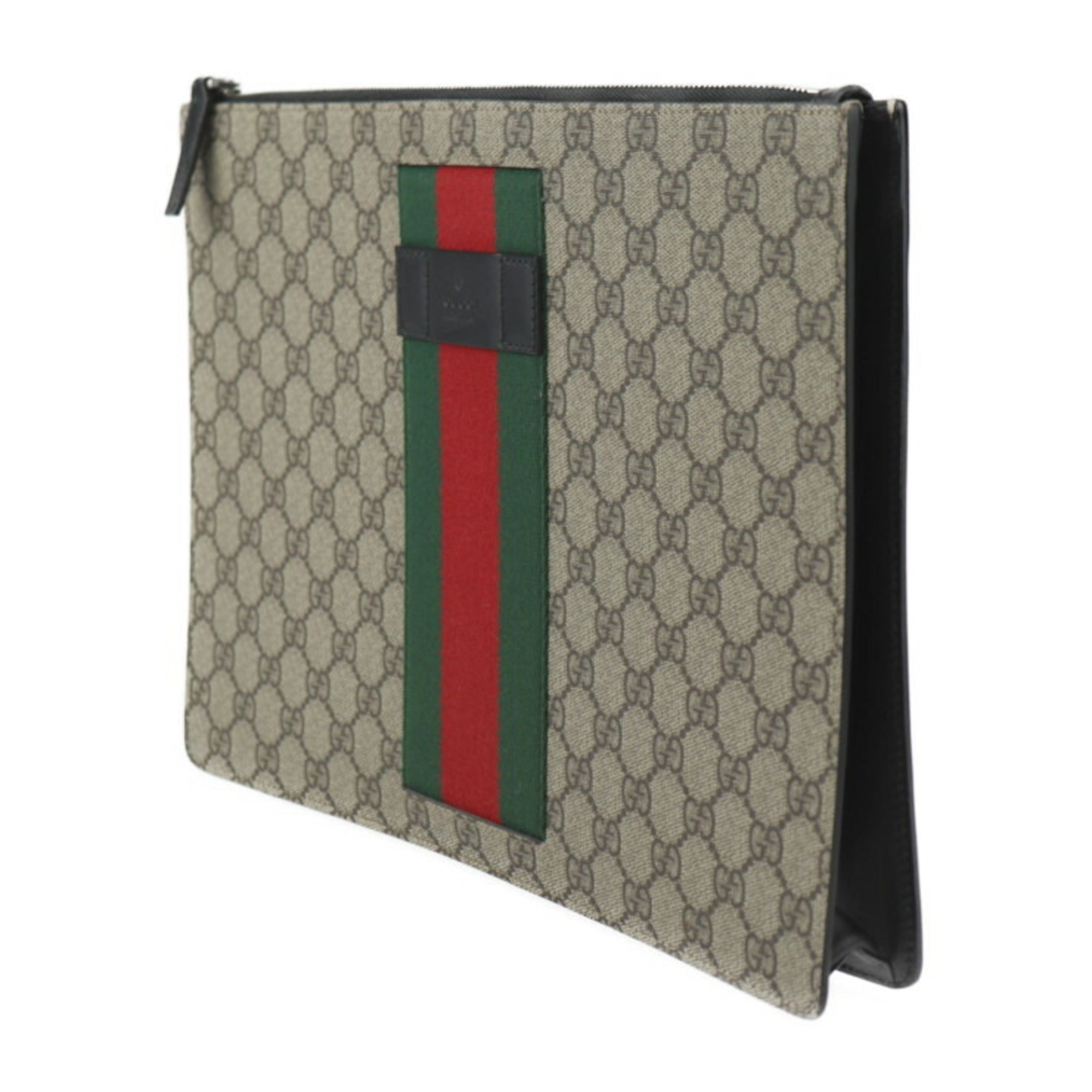 GUCCI Gucci Clutch Bag Sherry Line Second 433665 GG Supreme Canvas Leather Beige Green Red Wristlet Pouch