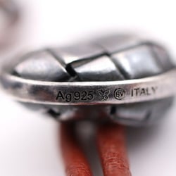 BOTTEGA VENETA Intrecciato Nappa Oxidized Silver Bracelet 323759 Size M Leather Ag925 Brown
