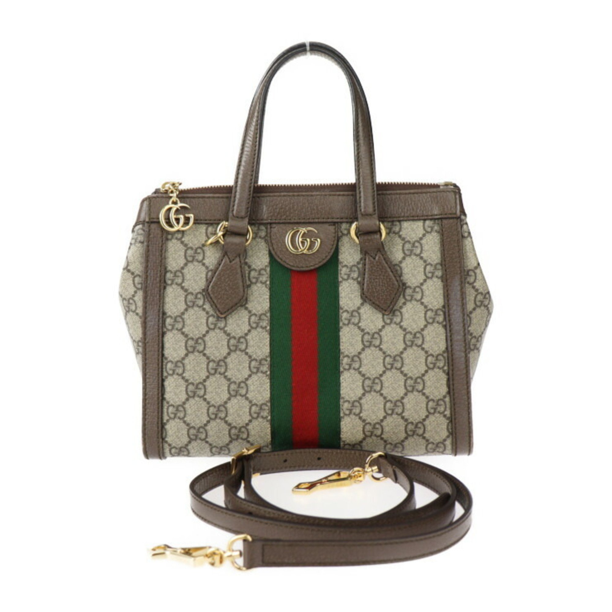 GUCCI Gucci GG Small Tote Bag Sherry Line Handbag 547551 Supreme Canvas Leather Beige Brown Shoulder