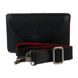 Christian Louboutin EXPLORAFUNK Shoulder Bag 3235297 Calf Leather x Canvas Black Red Pochette Clutch