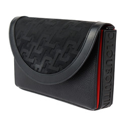 Christian Louboutin EXPLORAFUNK Shoulder Bag 3235297 Calf Leather x Canvas Black Red Pochette Clutch