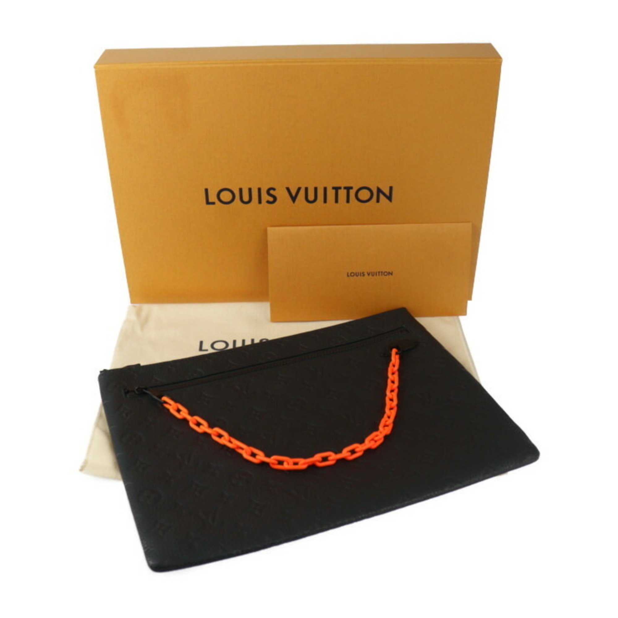 LOUIS VUITTON Louis Vuitton Pochette Monogram Second Bag M67461 Taurillon Leather Black Clutch Pouch