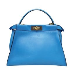 FENDI Peekaboo Medium 8BN290 Handbag Blue/Gold and Dark Grey Hardware Leather Women's Men's