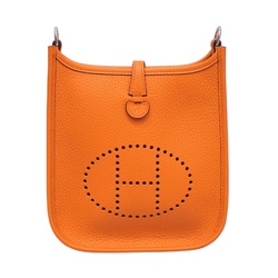 HERMES Evelyn TPM Shoulder Bag Orange (Silver Hardware) Taurillon B Stamp C30 Women's Men's