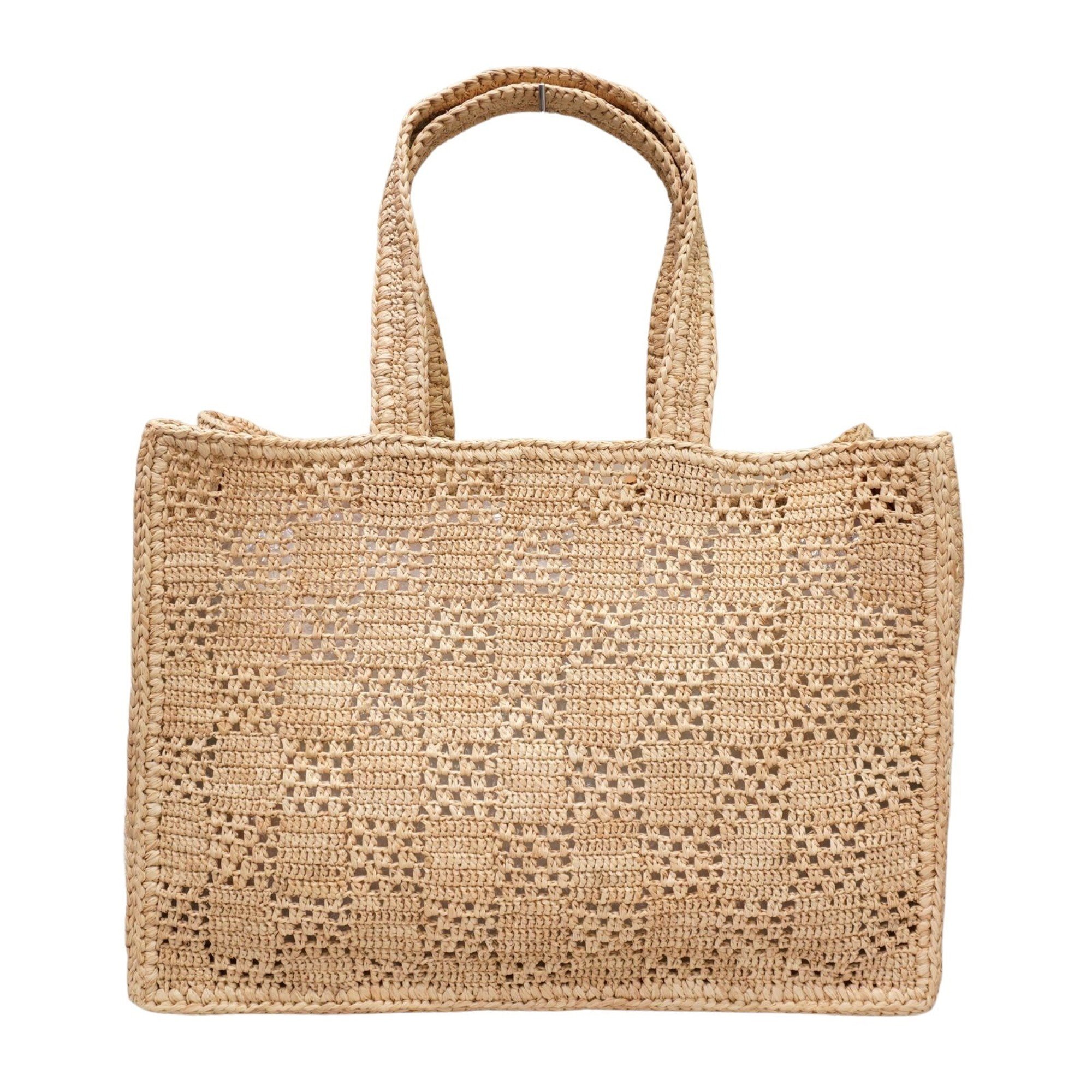 LOUIS VUITTON Shopper Bag MM M25008 Tote Natural Beige Damier Raffia C48 Women's Men's