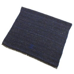 Chanel scarf navy dark brown cashmere wool viscose polyester shawl women's coco mark tweed CHANEL
