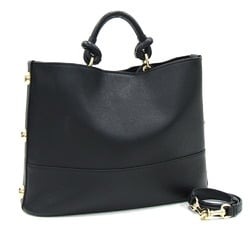 Salvatore Ferragamo Ferragamo Handbag Glam AU-21 1410 Black Leather Shoulder Bag Studs Women's
