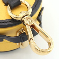 Fendi Bag Charm 7AS029 Yellow Black Leather Key Holder Coin Case Box Women's Ring FENDI